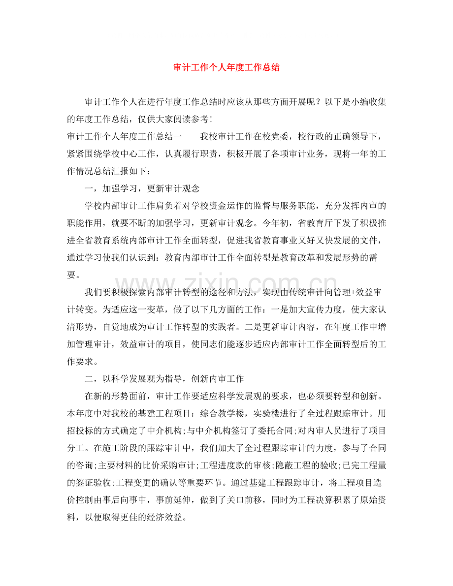 审计工作个人年度工作总结.docx_第1页