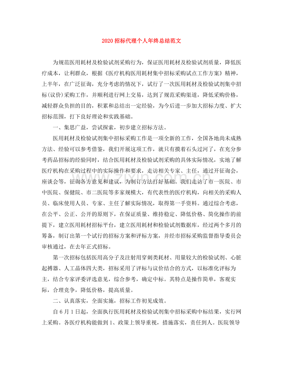 招标代理个人年终总结范文.docx_第1页