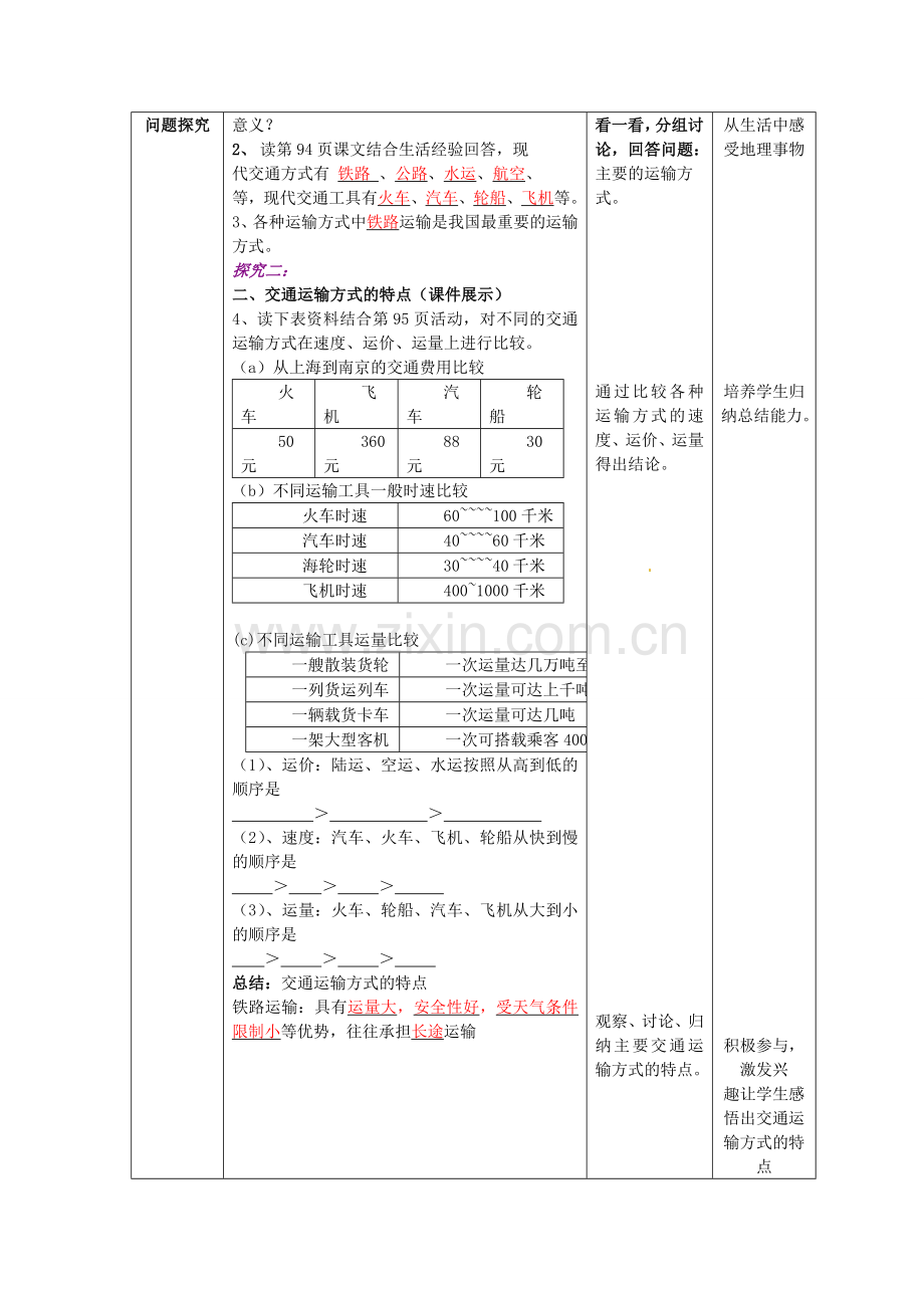 山东省枣庄市峄城区吴林街道中学八年级地理上册 4-5 交通运输网教案 商务星球版.doc_第2页