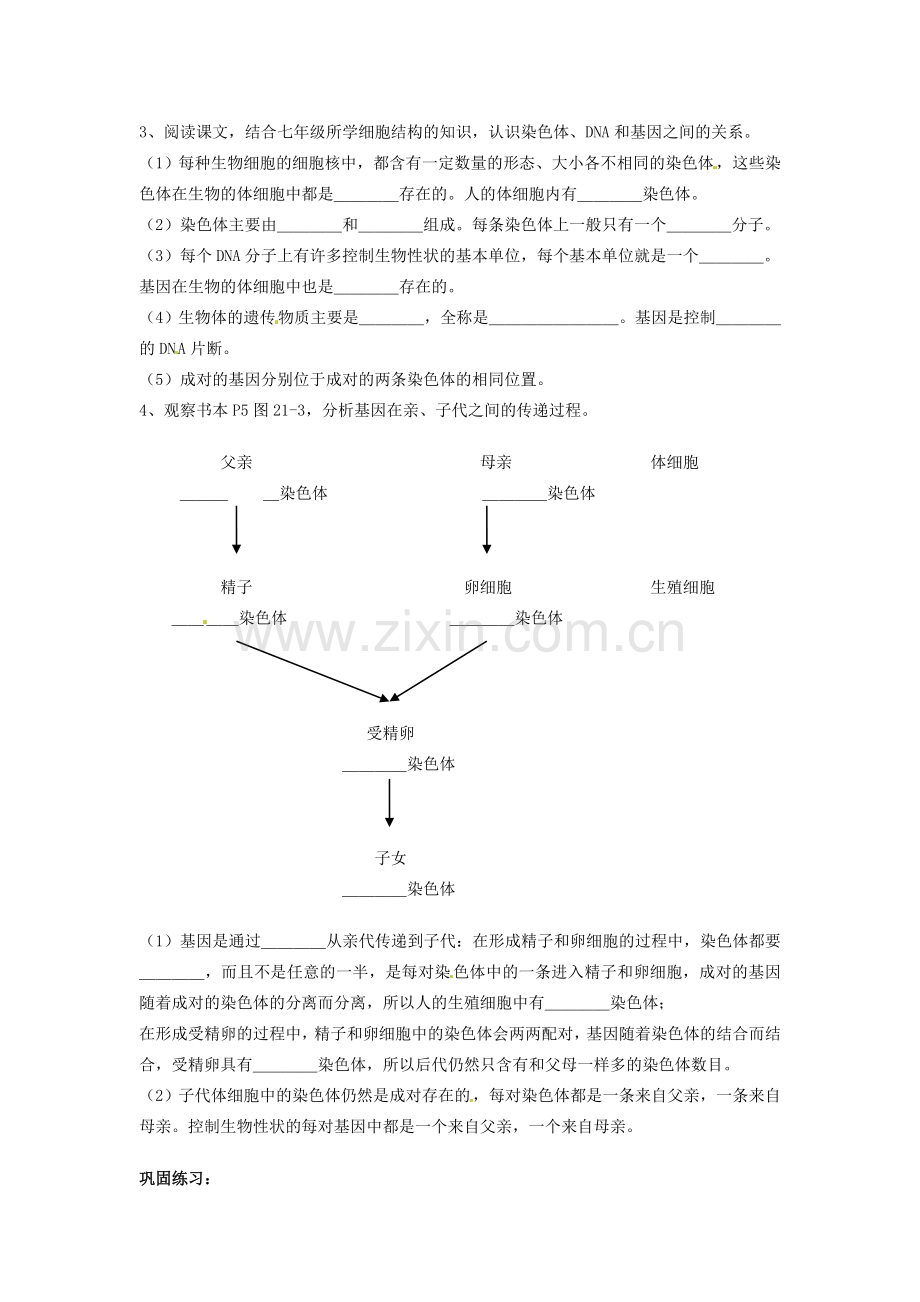 江苏省徐州市第二十二中学八年级生物下册 21.1 第1课时《生物的遗传》教案 苏科版.doc_第2页