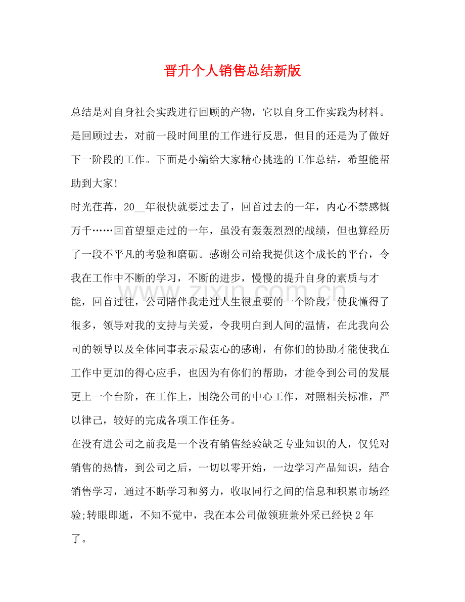 晋升个人销售总结新版.docx_第1页