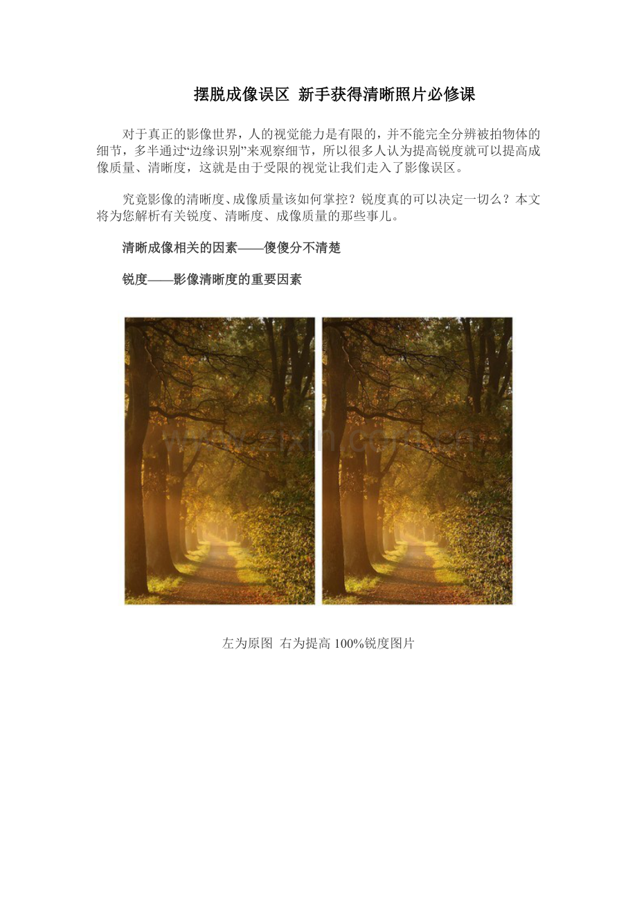 摆脱成像误区 新手获得清晰照片必修课.doc_第1页