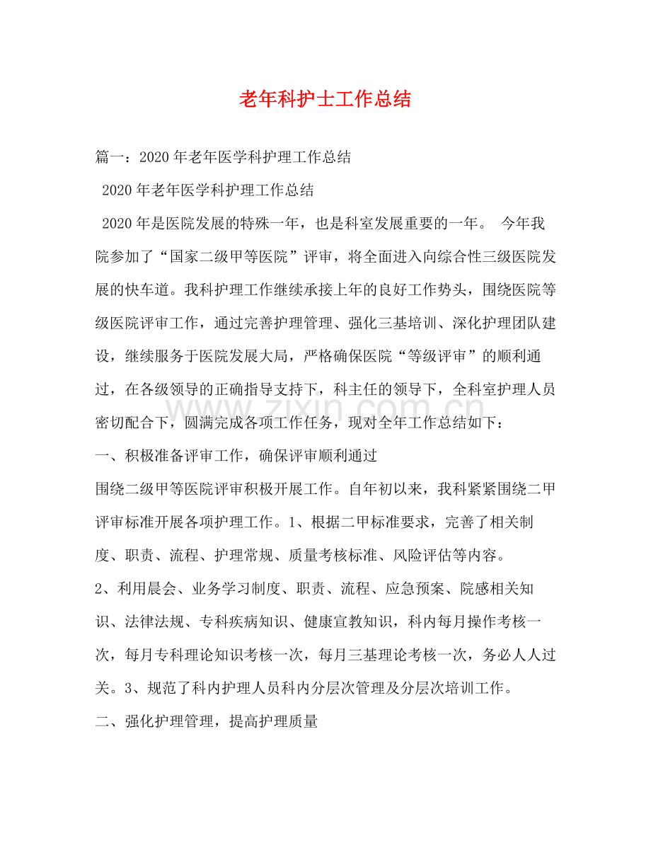 老年科护士工作总结.docx_第1页