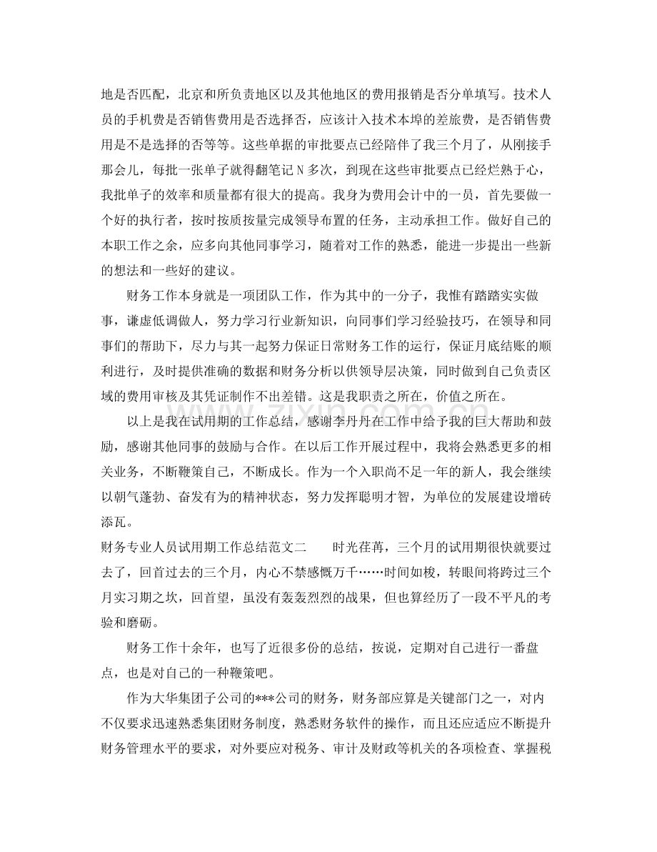 财务专业人员试用期工作总结 .docx_第2页
