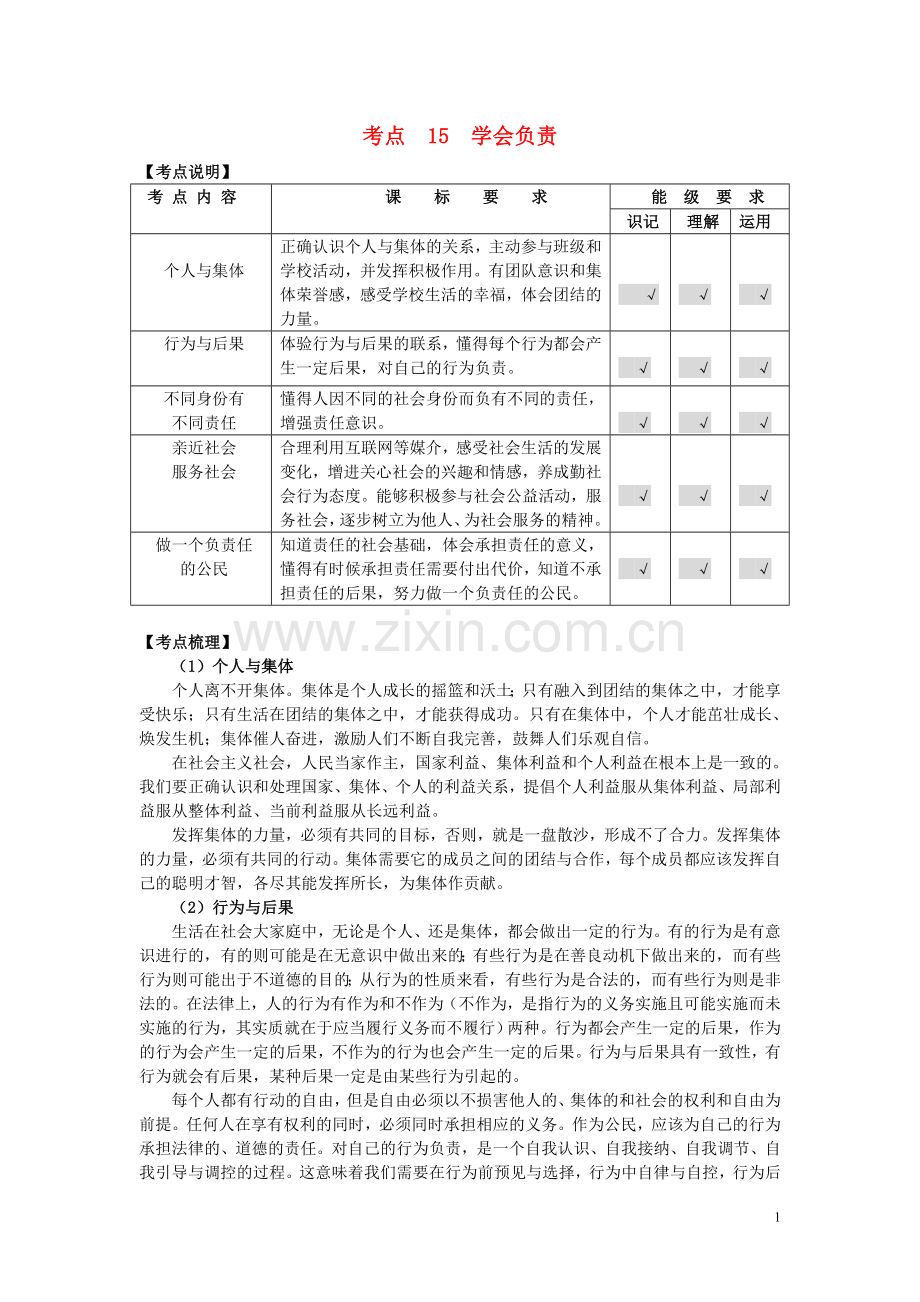 2015届中考政治考点复习15-学会负责-苏教版.doc_第1页