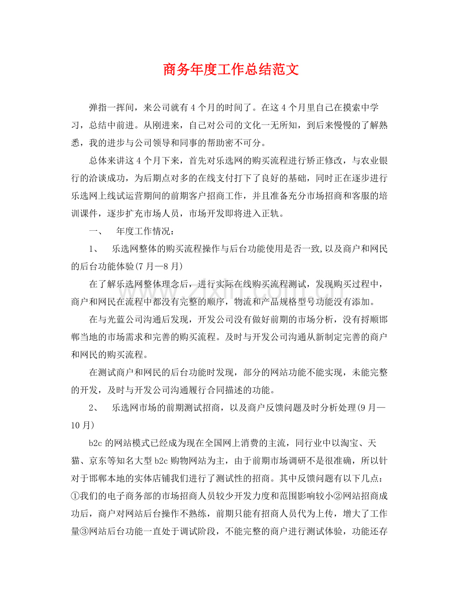 商务年度工作总结范文 .docx_第1页