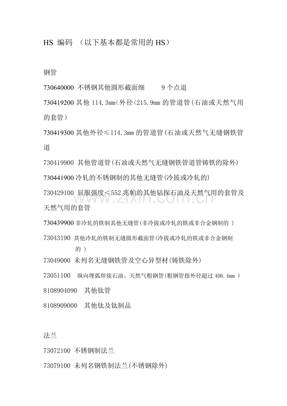 常用HS编码整理.doc_第1页