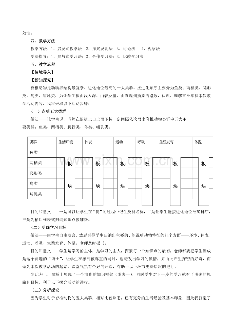 八年级生物下册 脊椎动物的主要类群说课稿 北师大版.doc_第2页