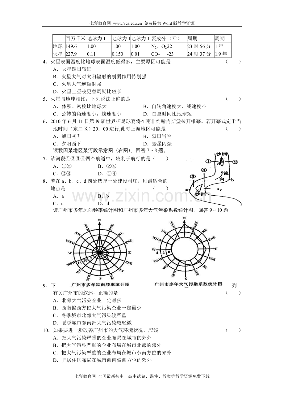 广东省中山市镇区高中2011届高三上学期联考地理.doc_第2页