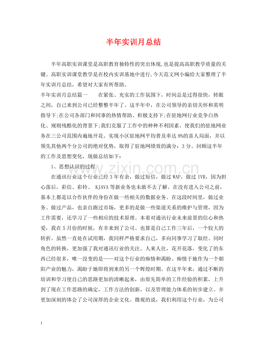 半年实训月总结.docx_第1页