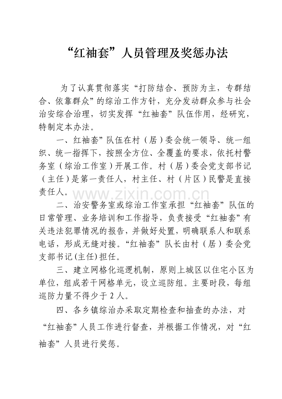 “红袖套”人员管理及奖惩办法.doc_第1页