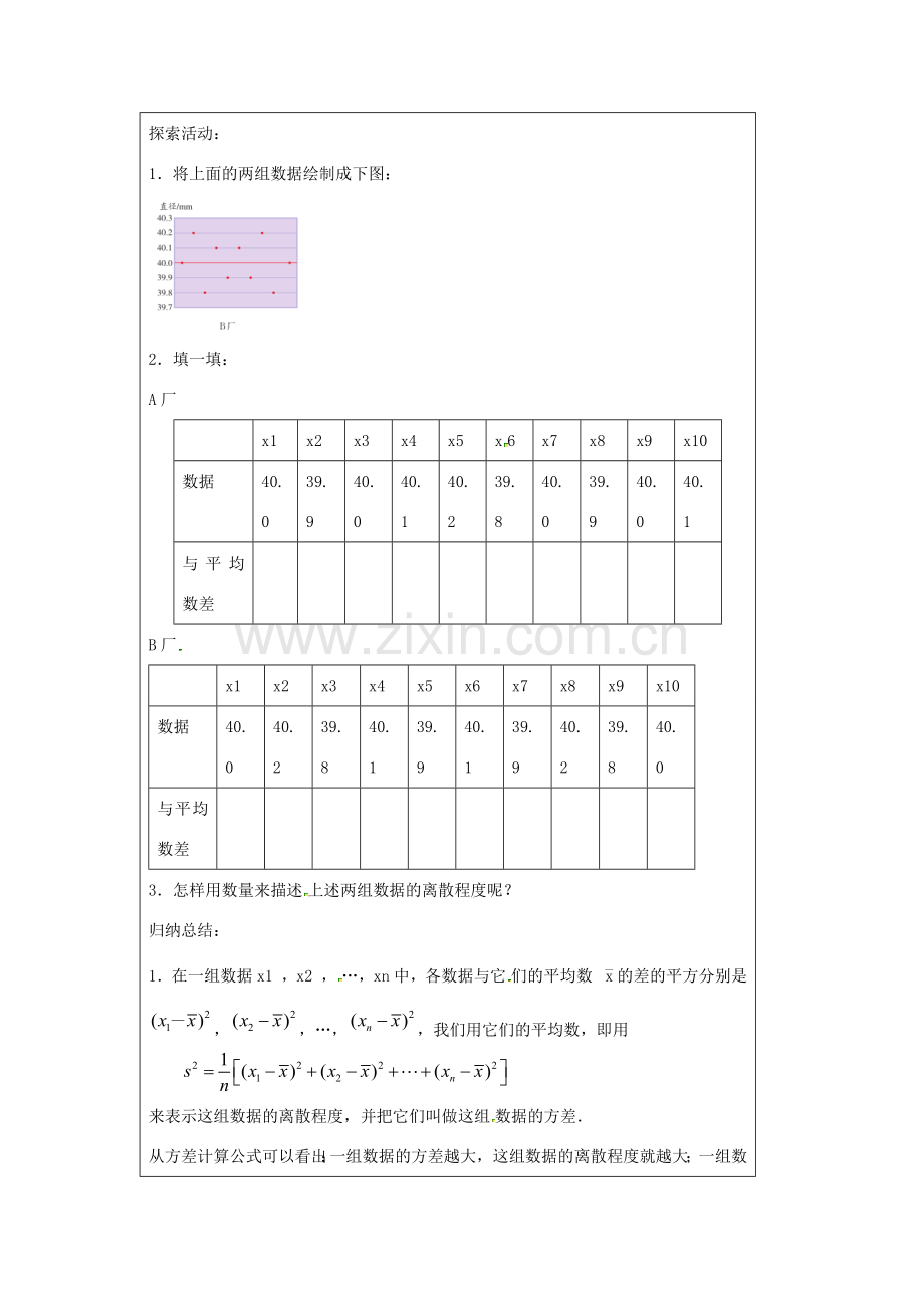 九年级数学上册 第3章 数据的集中趋势和离散程度 3.4 方差教案（新版）苏科版-（新版）苏科版初中九年级上册数学教案.docx_第2页