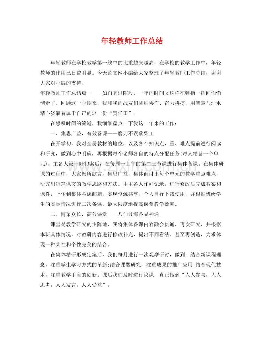 年轻教师工作总结 .docx_第1页