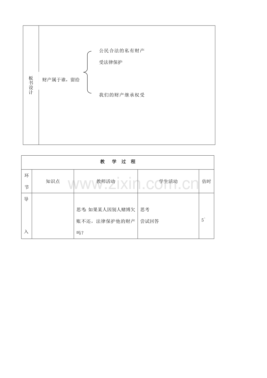 八年级思品上册 17财产属于谁留给谁同步教案 鲁教版.doc_第2页