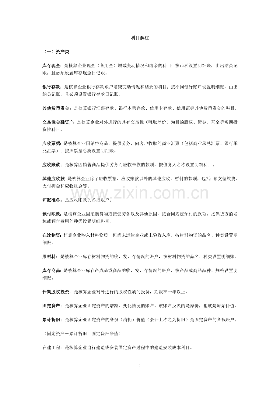 常用会计科目表解释.doc_第1页