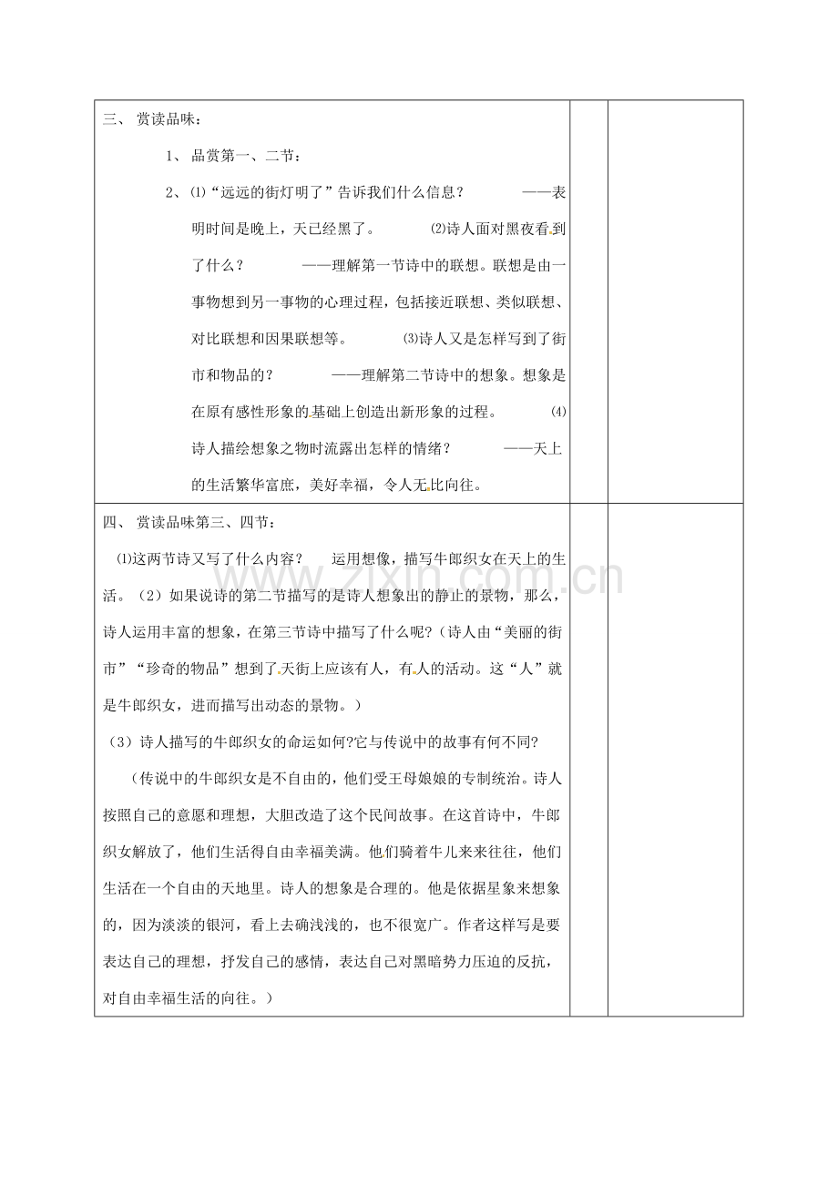 （秋季版）山东省邹平县七年级语文上册 第六单元 22 天上的街市教案 新人教版-新人教版初中七年级上册语文教案.doc_第2页