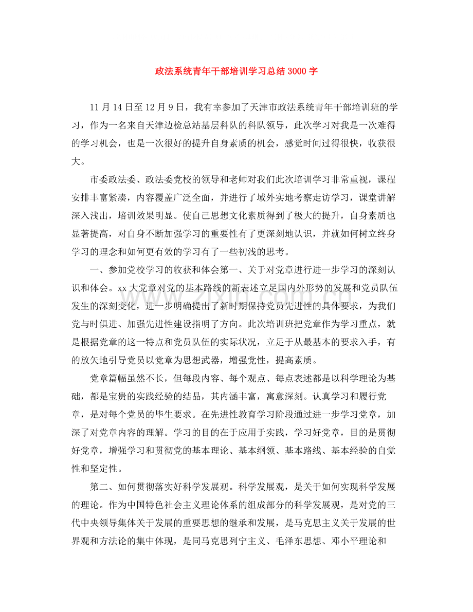 政法系统青年干部培训学习总结3000字.docx_第1页