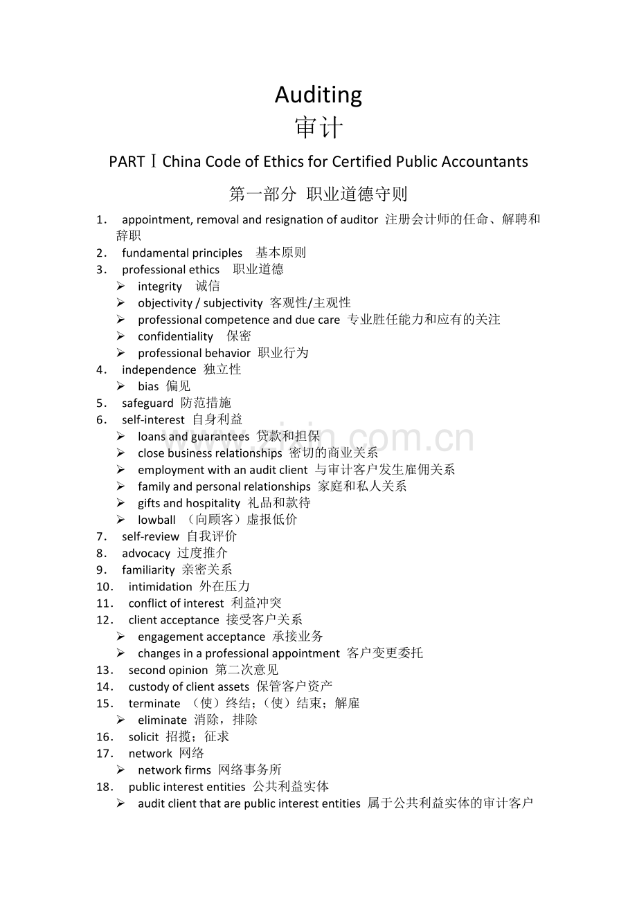 CPA英语词汇通关必备手册(审计1-4).doc_第1页