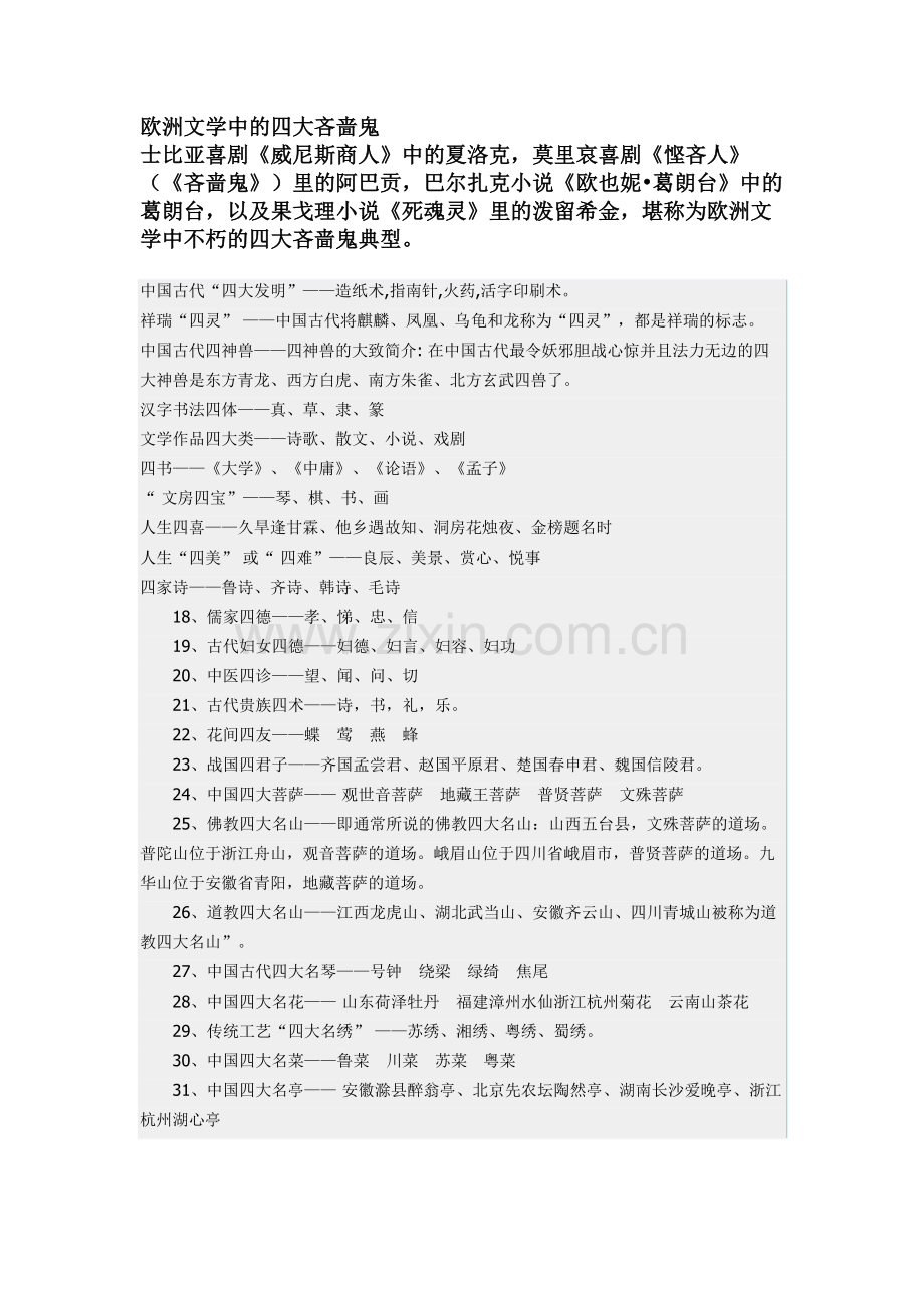 欧洲文学中的四大吝啬鬼.doc_第1页