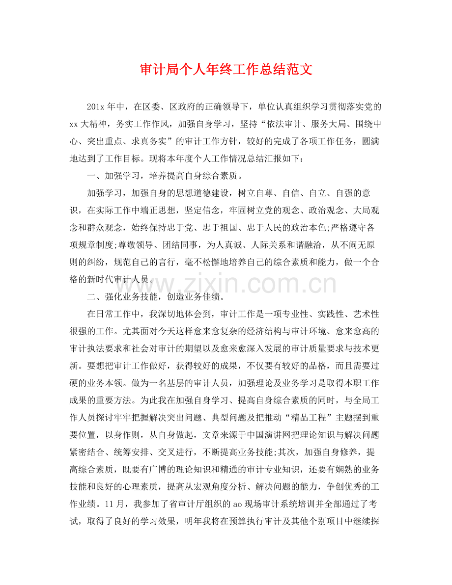 审计局个人年终工作总结范文 .docx_第1页