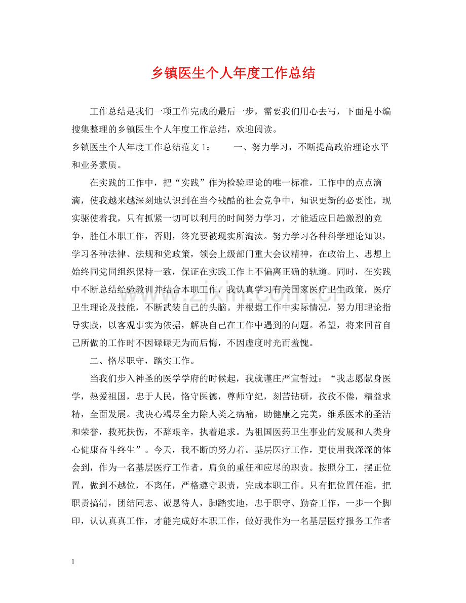 乡镇医生个人年度工作总结2.docx_第1页