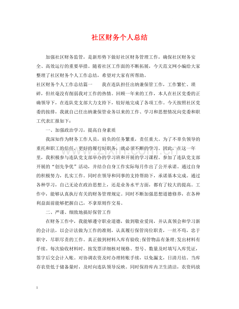社区财务个人总结.docx_第1页