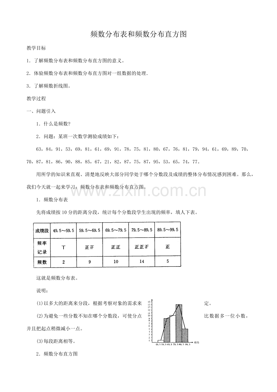 鲁教版九年级数学上册频数分布表和频数分布直方图.doc_第1页