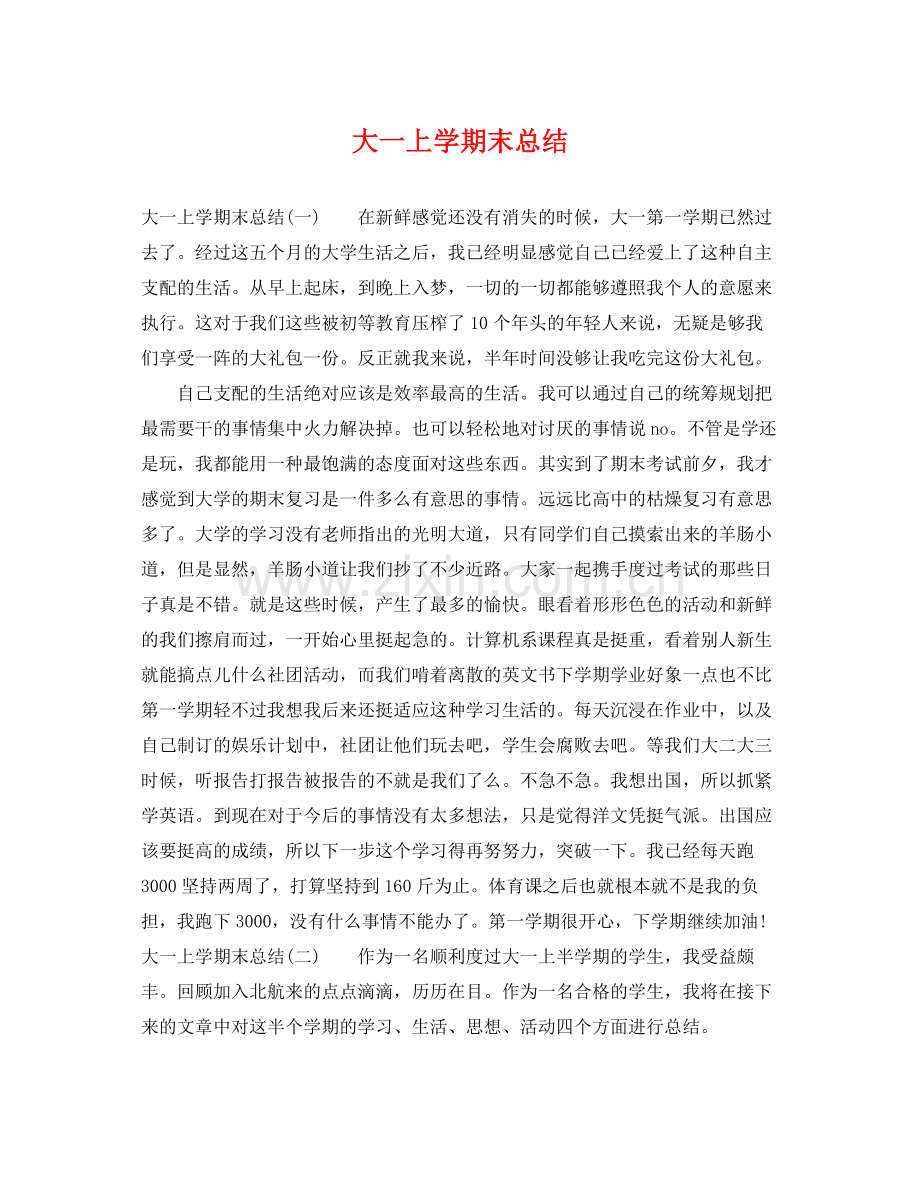 大一上学期末总结 .docx_第1页