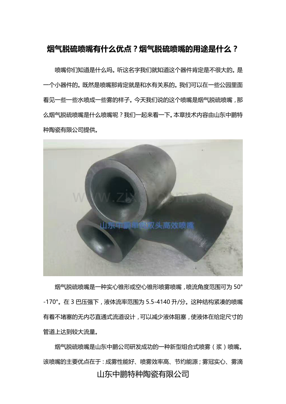 烟气脱硫喷嘴有什么优点？烟气脱硫喷嘴的用途是什么？.docx_第1页
