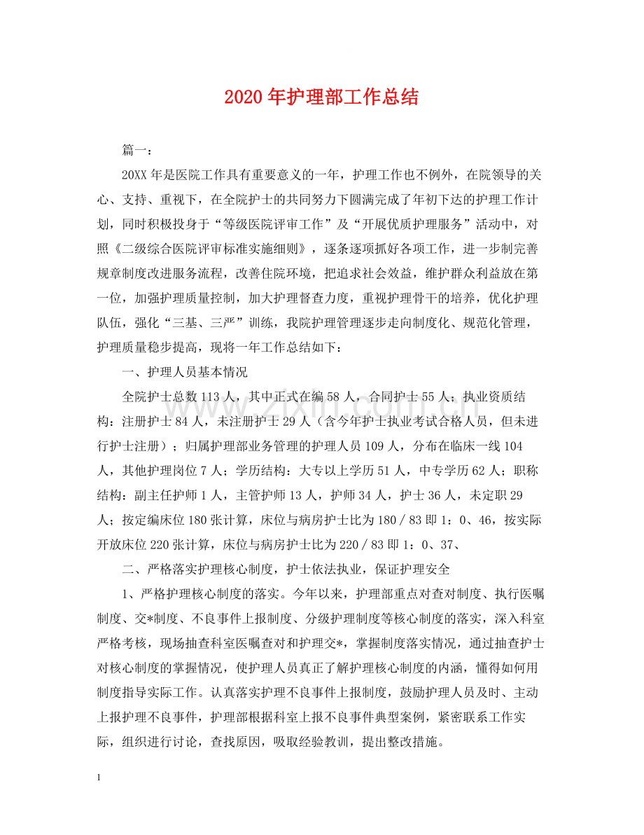 2020年护理部工作总结2.docx_第1页