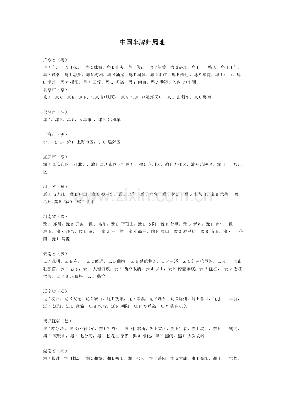 中国车牌归属地.doc_第1页