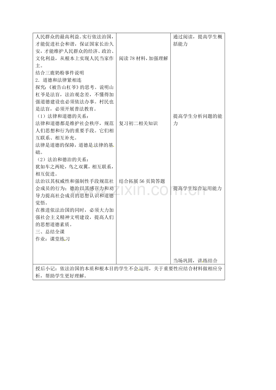 九年级政治全册 第六课 做守法公民 第一框 认识依法治国教案 苏教版-苏教版初中九年级全册政治教案.doc_第2页