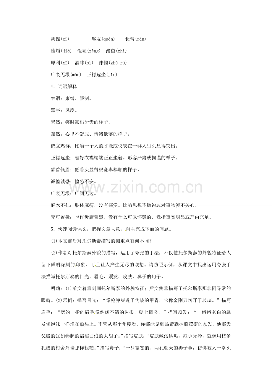 七年级语文下册 11《列夫托尔斯泰》教案 语文版-语文版初中七年级下册语文教案.doc_第2页