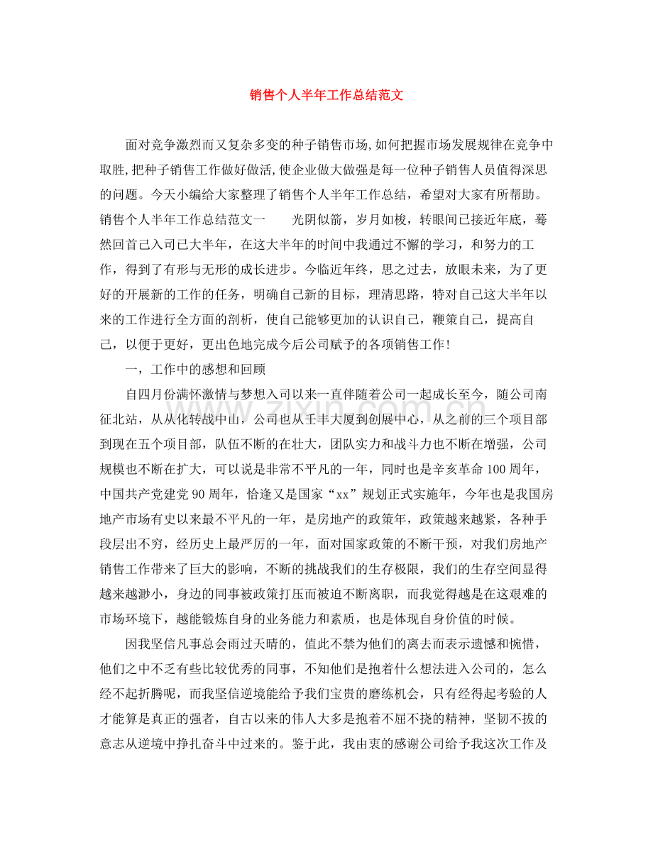 销售个人半年工作总结范文.docx_第1页