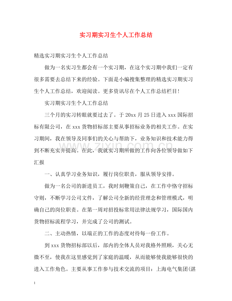 实习期实习生个人工作总结.docx_第1页