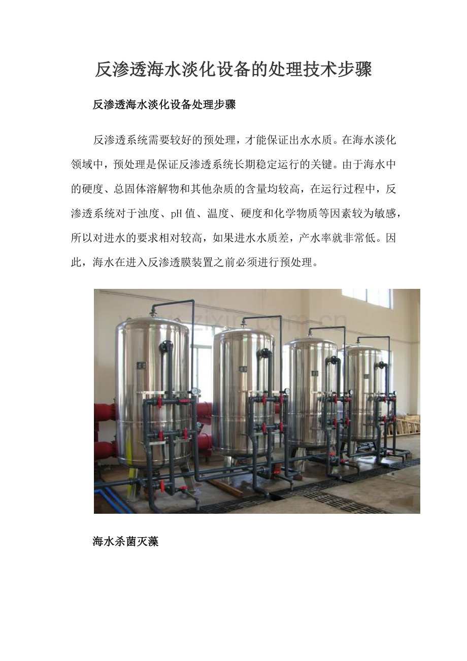 反渗透海水淡化设备的处理技术步骤.docx_第1页
