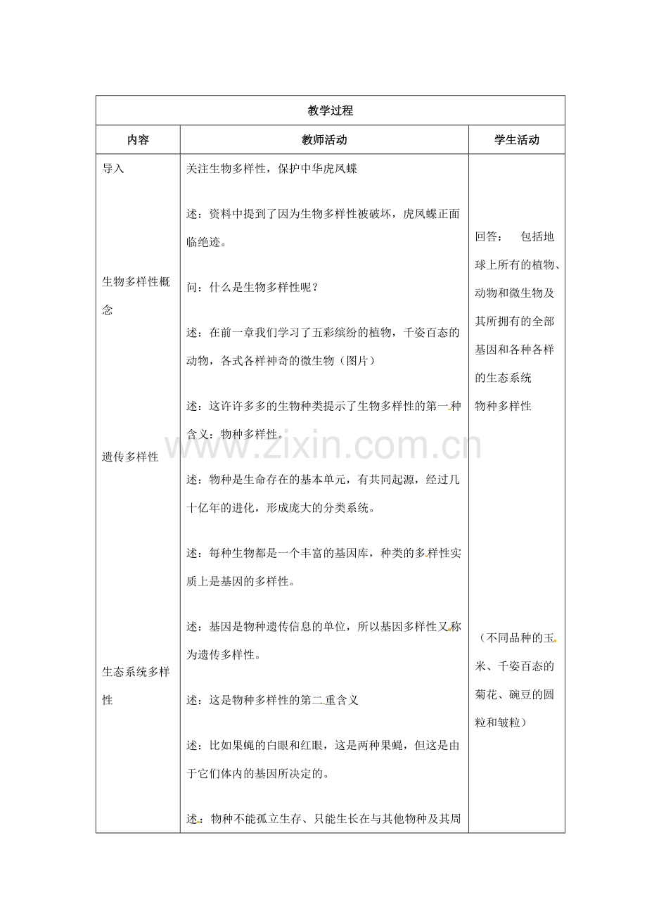 江苏省东台市唐洋镇中学八年级生物上册《23.1 生物多样性》教案 苏教版.doc_第2页