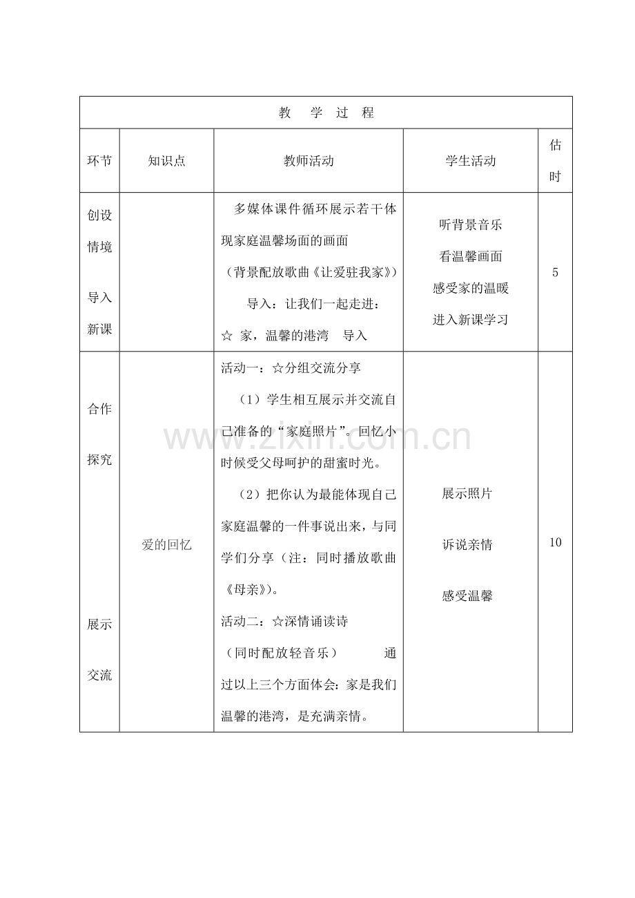 山东省临沭县八年级政治上册《家温馨的港湾》教案 新人教版.doc_第2页