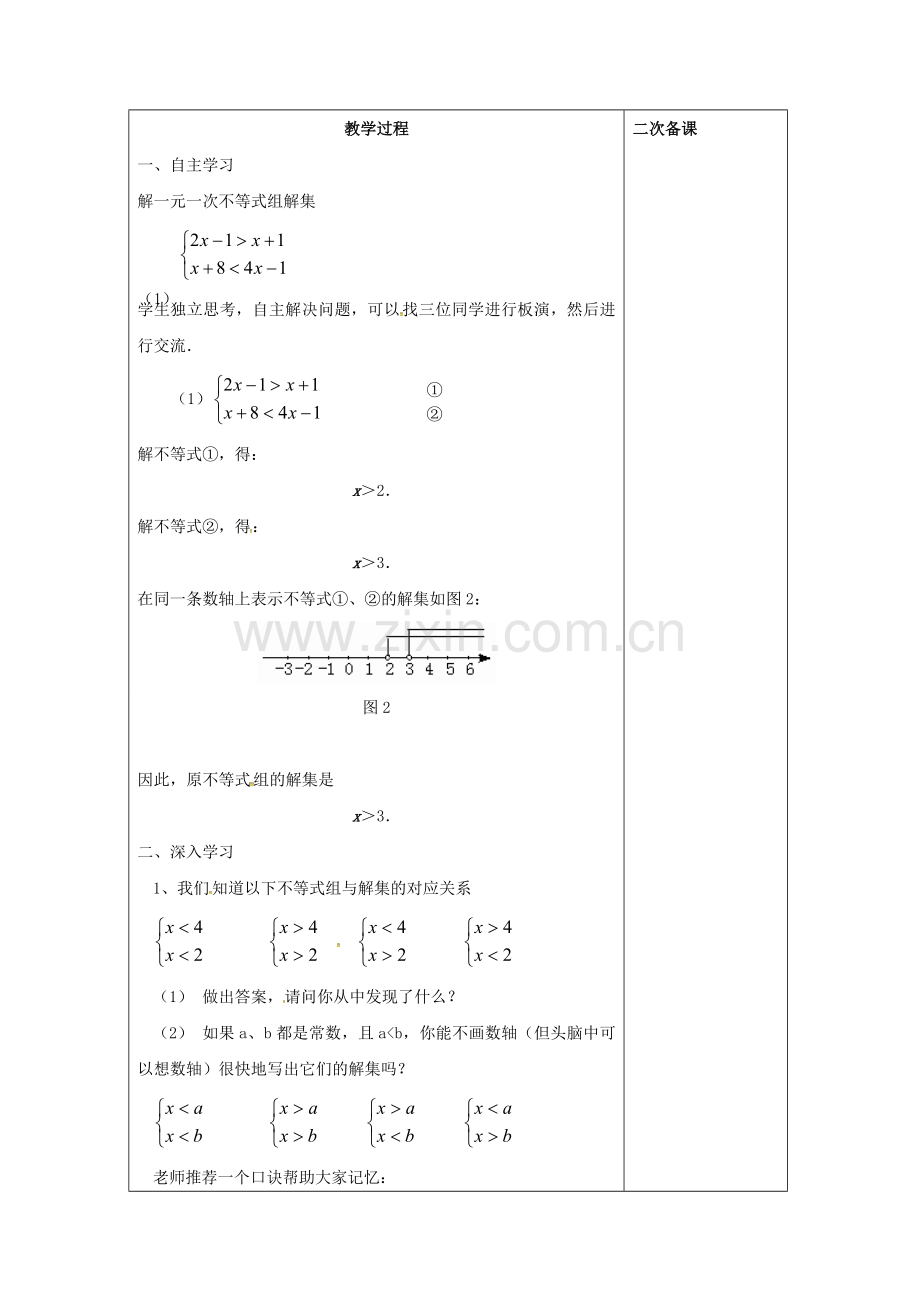 七年级数学下册 9.3 一元一次不等式组（2）教案 （新版）新人教版-（新版）新人教版初中七年级下册数学教案.doc_第2页