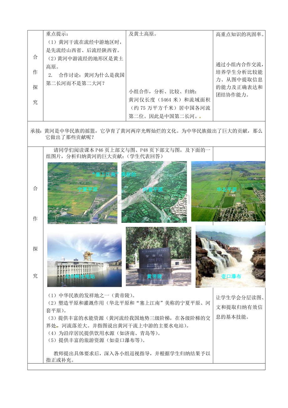 山东省枣庄八年级地理上册 第二章《黄河》教案1.doc_第2页