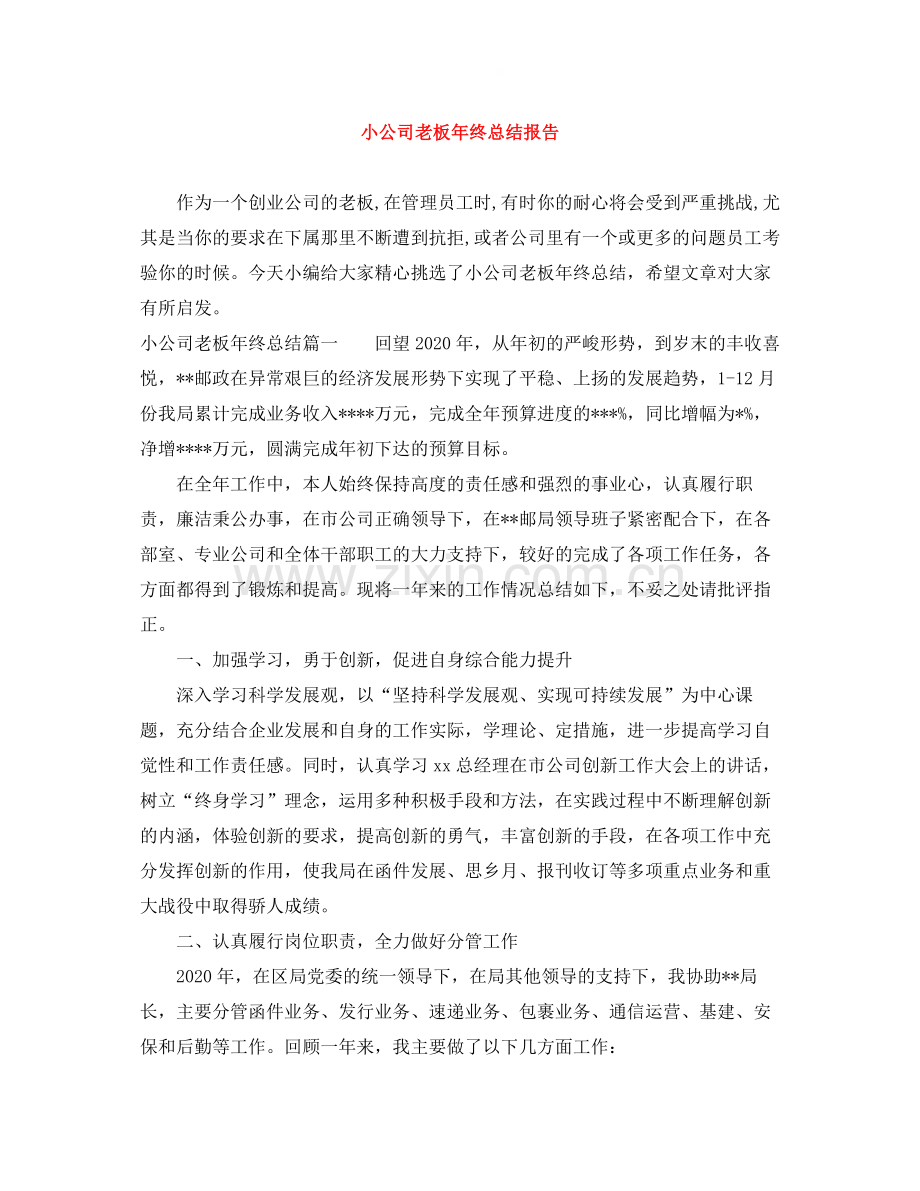 小公司老板年终总结报告.docx_第1页