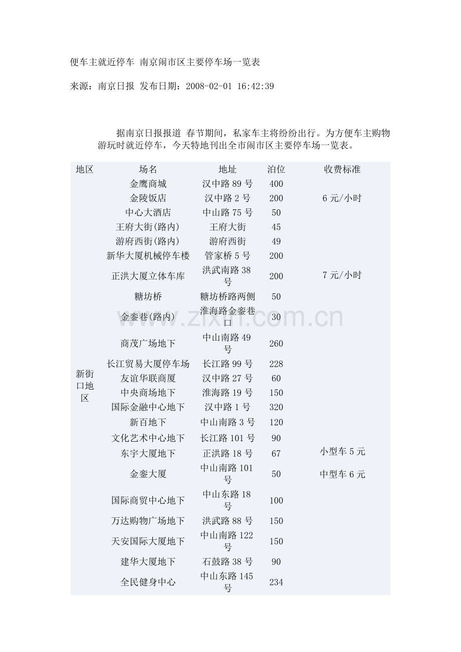 南京闹市区主要停车场一览表.doc_第1页