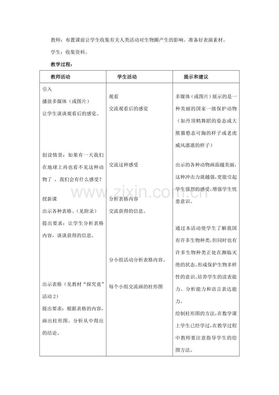 七年级生物上册《4.3 保护物种多样性》教案2 翼教版.doc_第2页