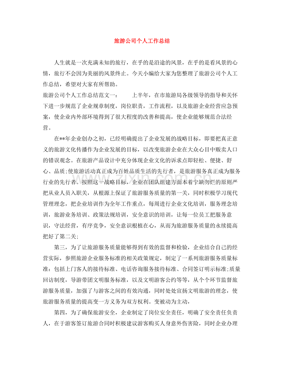 旅游公司个人工作总结.docx_第1页