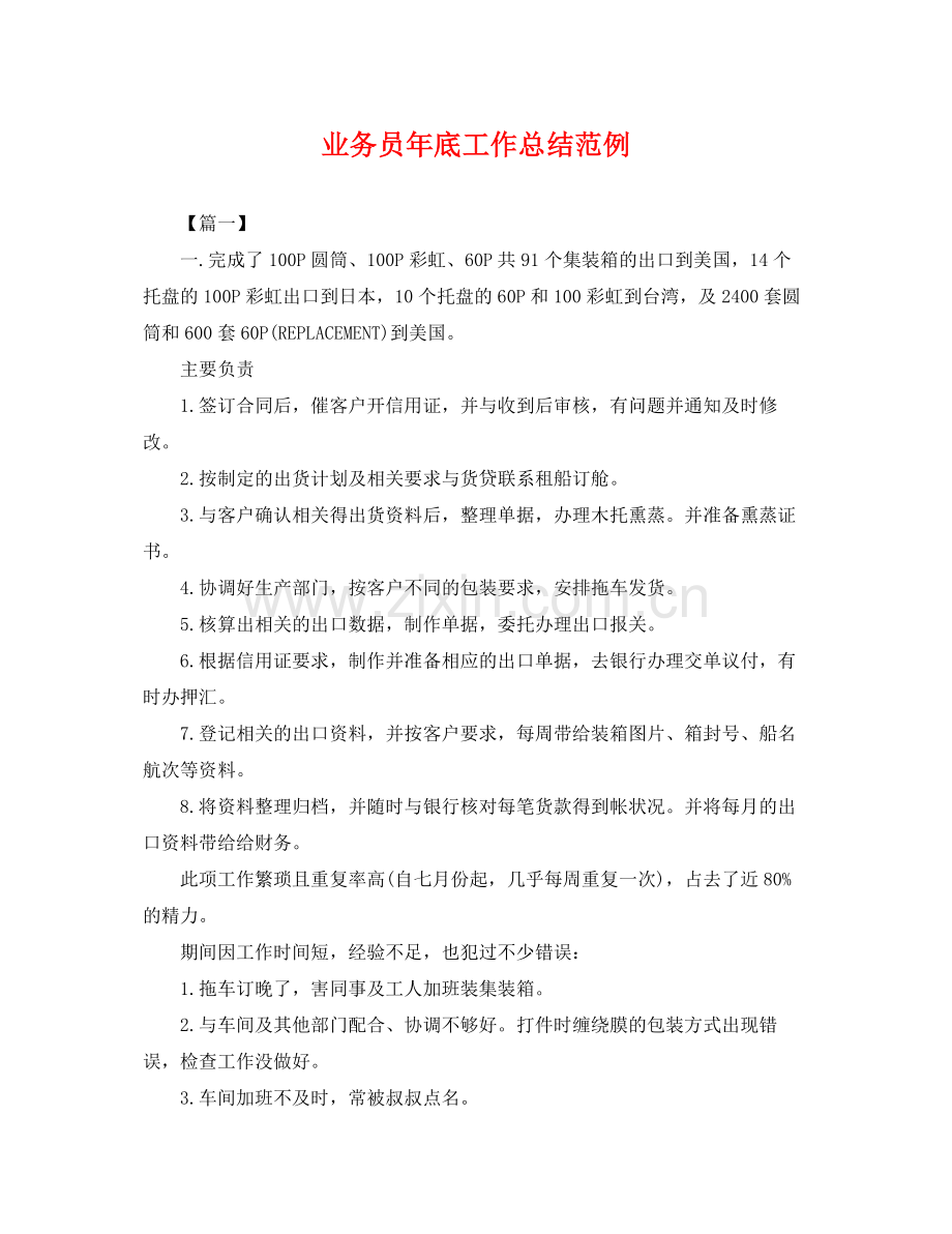 业务员年底工作总结范例 .docx_第1页