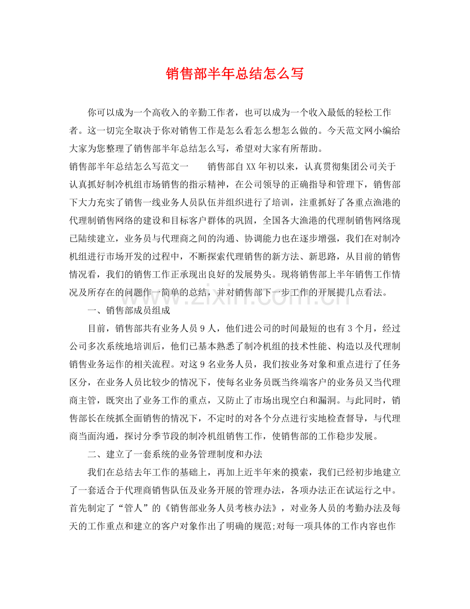 销售部半年总结怎么写 .docx_第1页