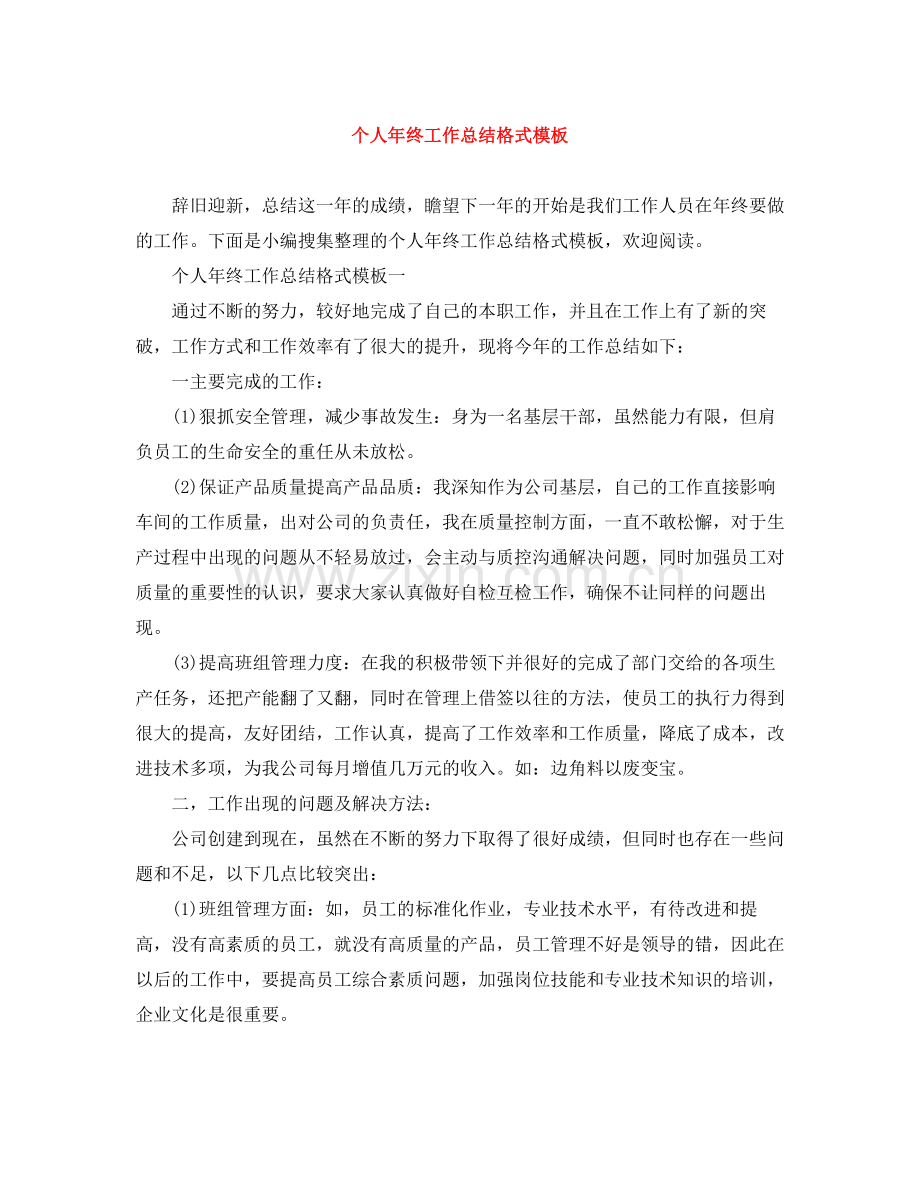 个人年终工作总结格式模板.docx_第1页
