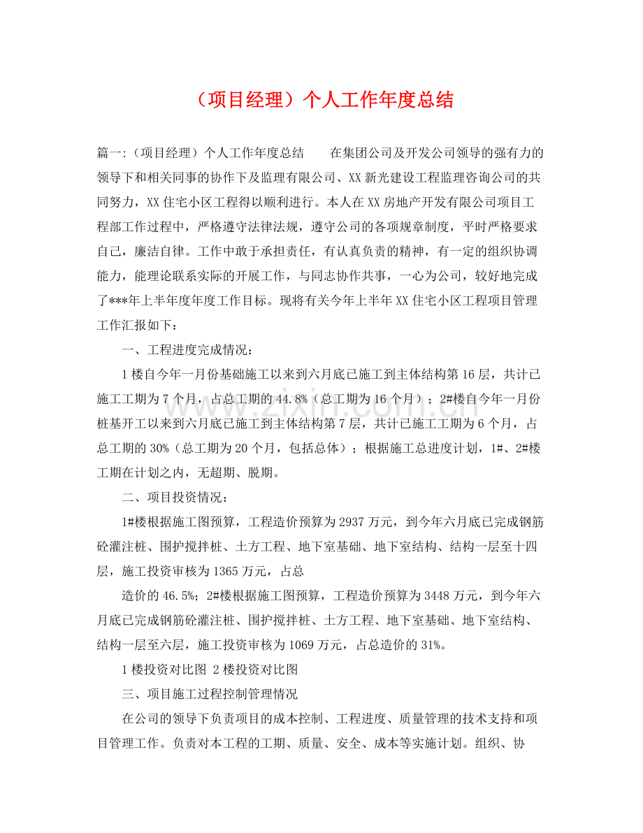（项目经理）个人工作年度总结 .docx_第1页