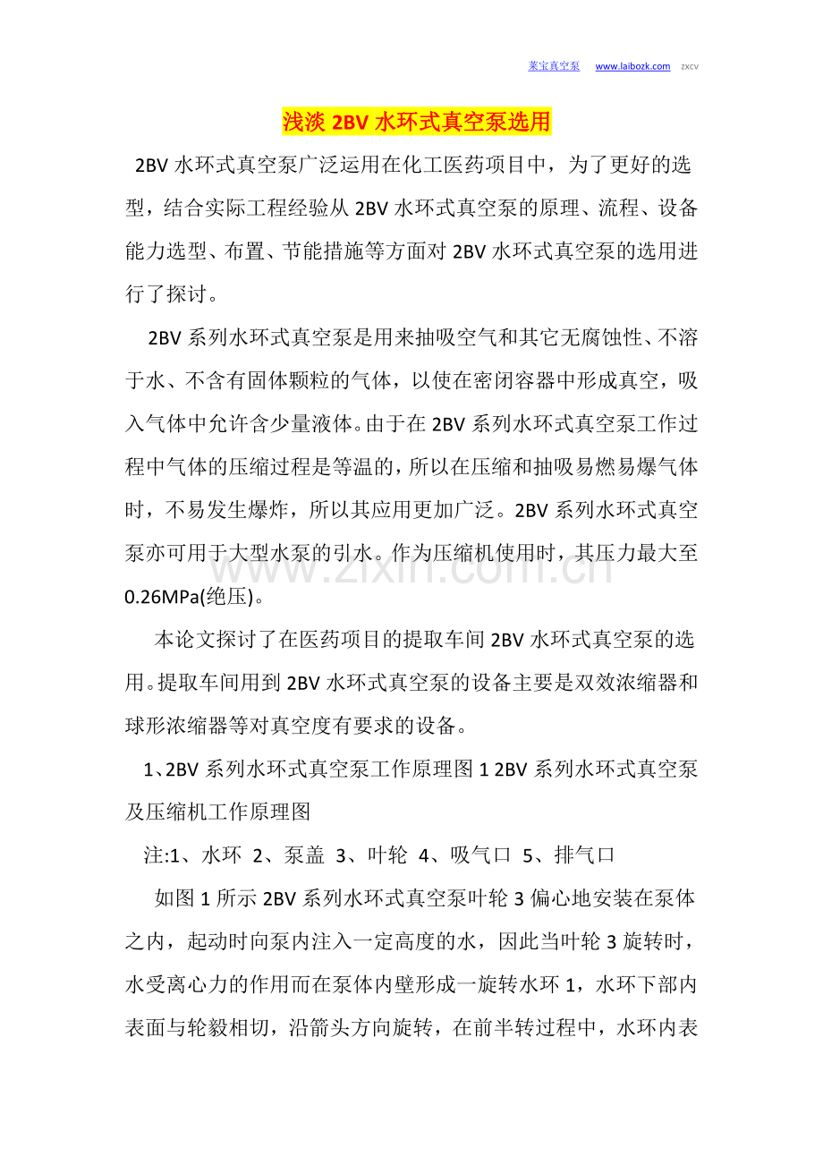 浅淡2BV水环式真空泵选用.doc_第1页