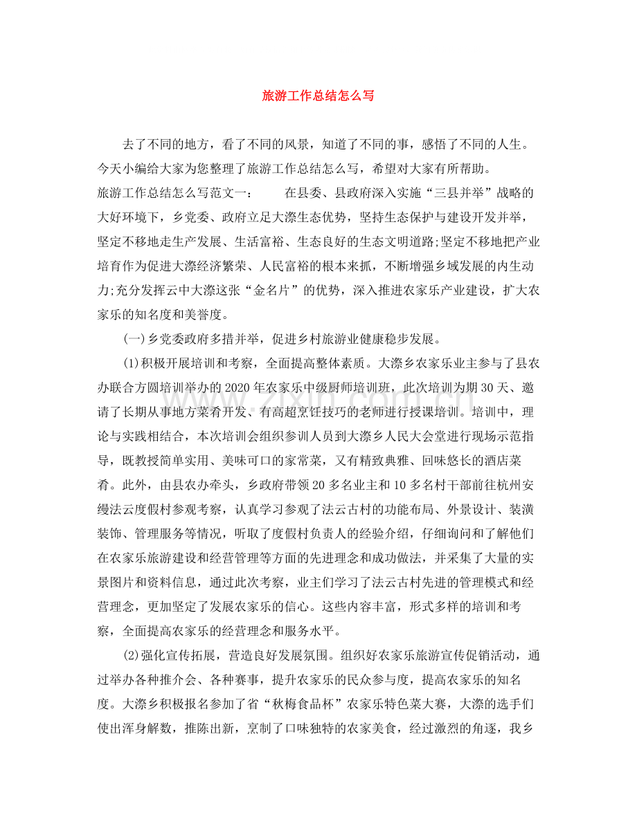 旅游工作总结怎么写.docx_第1页